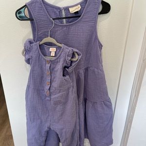 Purple mommy and me matching dress and romper set